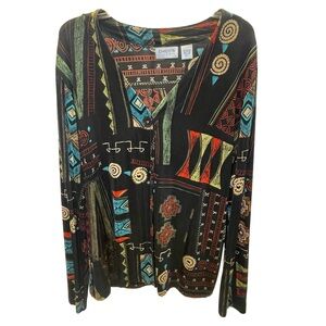 Chico's Geometric Multicolor Women's Blouse Size M